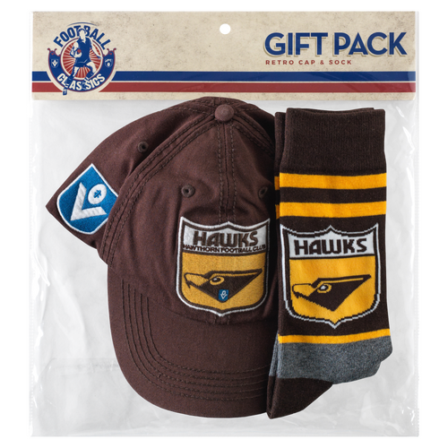 Hawthorn Hawks AFL 2022 PlayCorp Retro Cap Hat & Sock Pack! W22