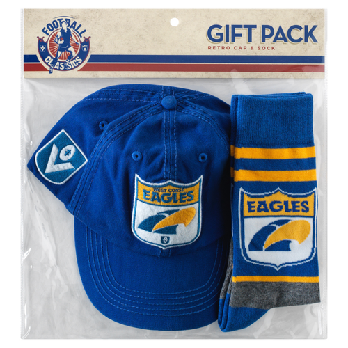 West Coast Eagles AFL 2022 PlayCorp Retro Cap Hat & Sock Pack! W22