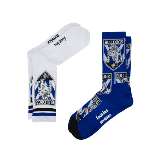 Canterbury Bankstown Bulldogs NRL 2 Pack Team Logo Sneaker Socks!