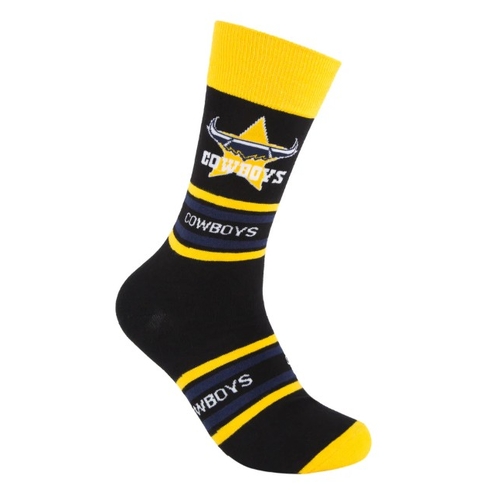 North Queensland Cowboys NRL Cotton Striped Socks Adults Sizes M/L!
