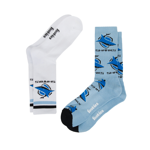 Cronulla Sharks NRL 2 Pack Team Logo Sneaker Socks!