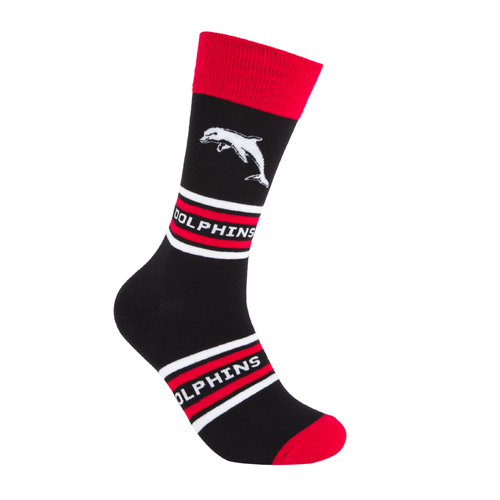 The Dolphins NRL Cotton Striped Socks Adults Sizes M/L!