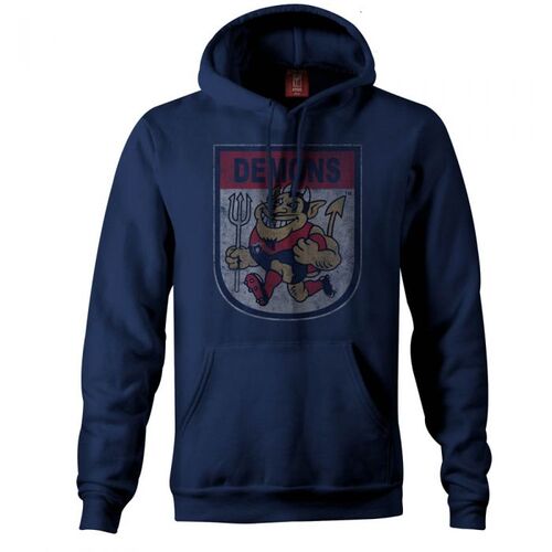 Melbourne Demons AFL Distressed 90's Retro Logo Pullover Hoody Sizes S-3XL! BNWT's