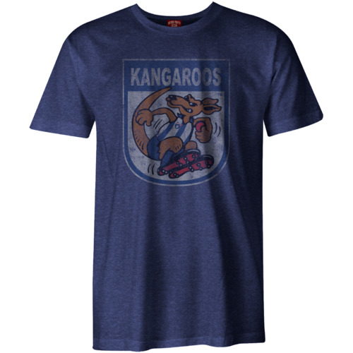 North Melbourne Kangaroos AFL Distressed 90's Retro Logo T Shirt Sizes S-3XL!
