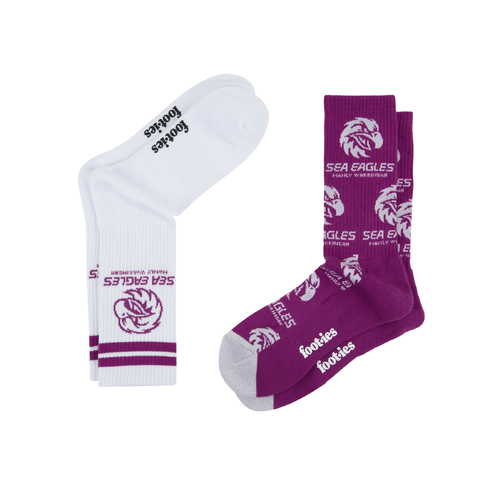 Manly Sea Eagles NRL 2 Pack Team Logo Sneaker Socks!