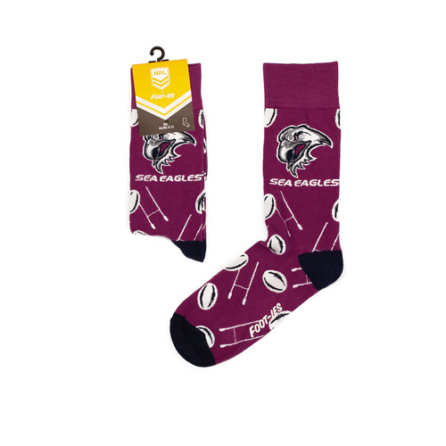 Manly Sea Eagles NRL Goal Post Logo Socks Adults Size 8-13!