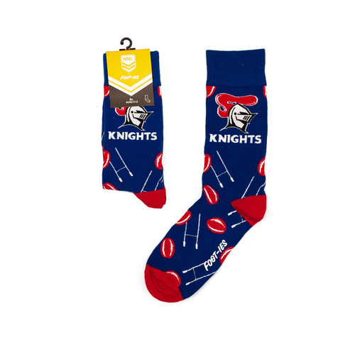 Newcastle Knights NRL Goal Post Logo Socks Adults Size 8-13!