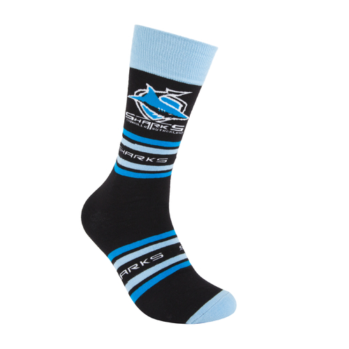 Cronulla Sharks NRL Cotton Striped Socks Adults Sizes M/L!