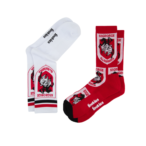 St George ILL Dragons NRL 2 Pack Team Logo Sneaker Socks!