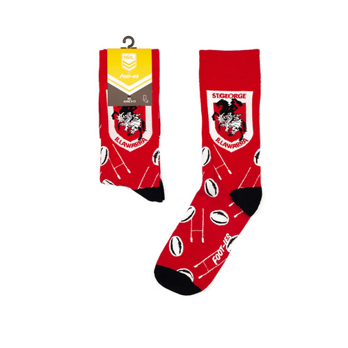 St George Illawarra Dragons NRL Goal Post Logo Socks Adults Size 8-13!