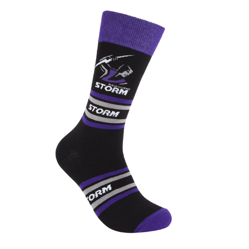 Melbourne Storm NRL Cotton Striped Socks Adults Sizes M/L!