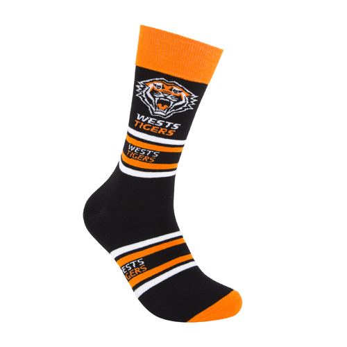 Wests Tigers NRL Cotton Striped Socks Adults Sizes M/L!