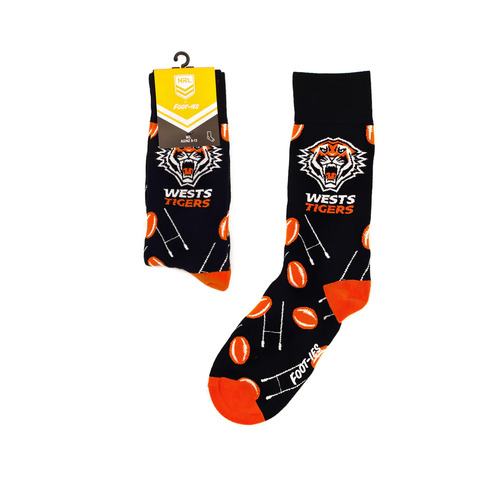 Wests Tigers NRL Goal Post Logo Socks Adults Size 8-13!
