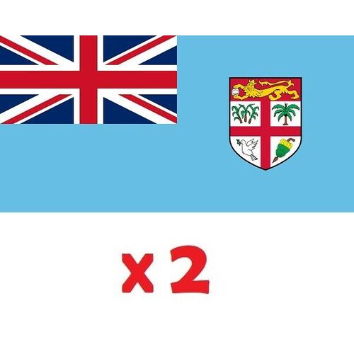 2 x Fiji National Car Flag Fiji Bati RLWC Polyester Flag 30cm x 45cm with Pole!