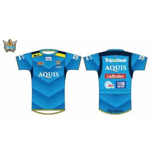 Gold Coast Titans NRL BLK Cyan Training T Shirt Sizes S-5XL! BNWT's!7