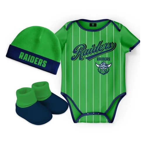 Canberra Raiders NRL 3 Pc 'Lullaby' Baby Infant Gift Set With Bodysuit Sizes 000-1!