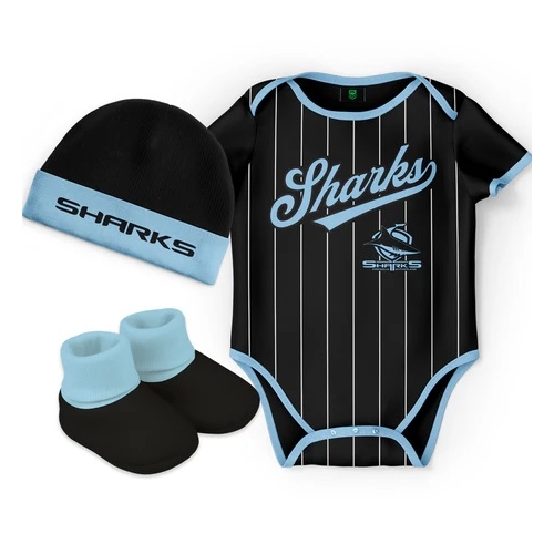 Cronulla Sharks NRL 3 Pc 'Lullaby' Baby Infant Gift Set With Bodysuit Sizes 000-1!