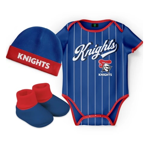 Newcastle Knights NRL 3 Pc 'Lullaby' Baby Infant Gift Set With Bodysuit Sizes 000-1!