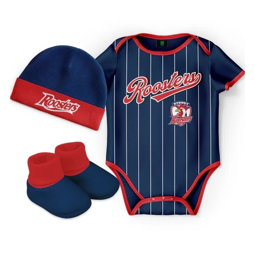 Sydney Roosters NRL 3 Pc 'Lullaby' Baby Infant Gift Set With Bodysuit Sizes 000-1!