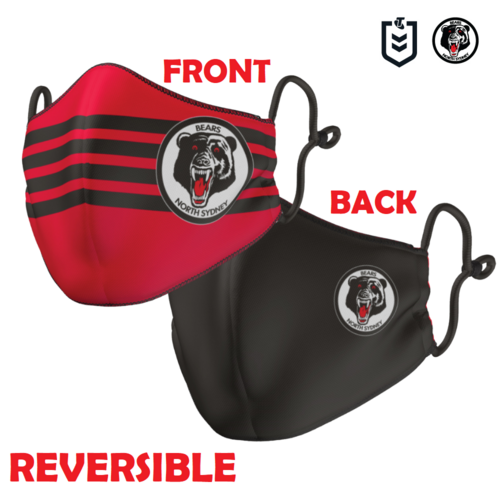 North Sydney Bears NRL Adults Large Reversible Washable Face Mask