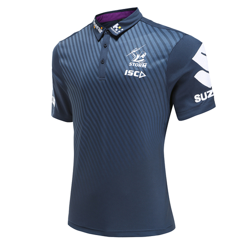 Melbourne Storm NRL 2020 Players ISC Navy Polo Shirt Sizes S & M!