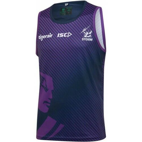 Melbourne Storm NRL 2020 Players ISC Navy Training Singlet Sizes S-5XL!