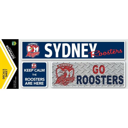 Official Sydney Roosters NRL iTag UV Car Window Decal Sticker Sheet (3 Pack)
