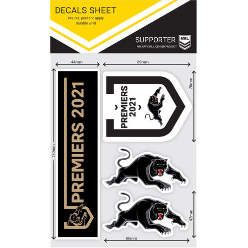 Penrith Panthers NRL 2021 Premiers iTag Decal Sheet Stickers Set of 4!