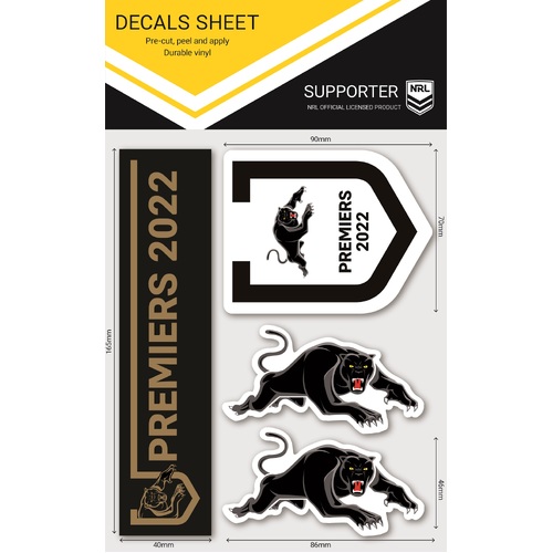 Penrith Panthers NRL 2022 Premiers iTag Decal Sheet Stickers Set of 4