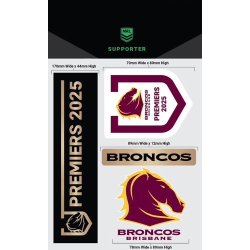 Brisbane Broncos NRL 2025 Premiers iTag Car Decal Sheets!