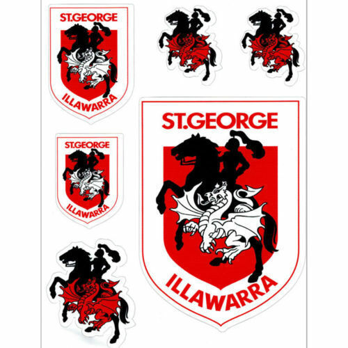 Official St George Dragons NRL iTag Car Decal Sticker Sheet (6 Pack)