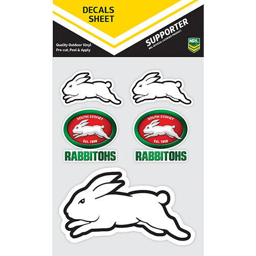 Official South Sydney Rabbitohs NRL iTag Car Decal Sticker Sheet (5 Pack)