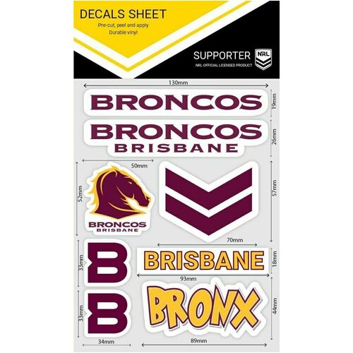 Brisbane Broncos NRL iTag UV Car Wordmark Decal Sticker Sheet