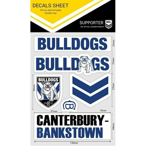 Canterbury Bulldogs NRL iTag UV Car Wordmark Decal Sticker Sheet