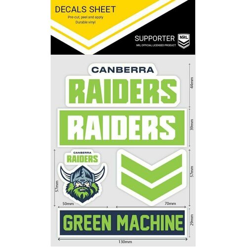 Canberra Raiders NRL iTag UV Car Wordmark Decal Sticker Sheet