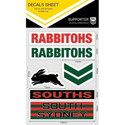 South Sydney Rabbitohs NRL iTag UV Car Wordmark Decal Sticker Sheet