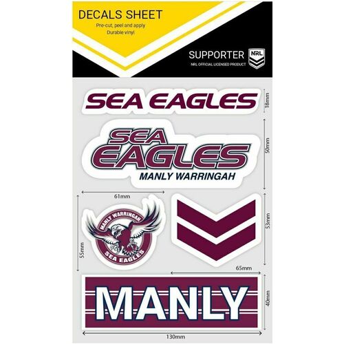 Manly Sea Eagles NRL iTag UV Car Wordmark Decal Sticker Sheet