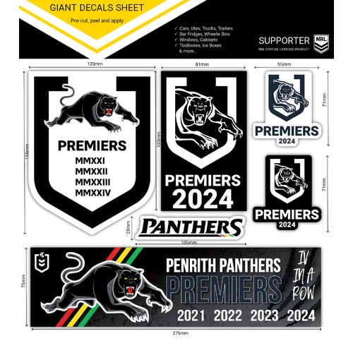 Penrith Panthers NRL 2024 Premiers iTag Giant Car Decal Sheet!