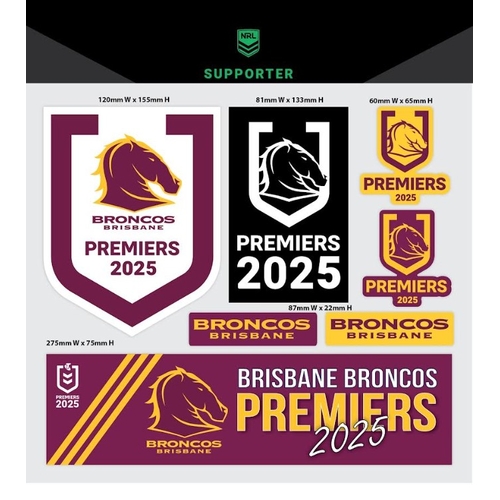 Brisbane Broncos NRL 2025 Premiers iTag Giant Car Decal Sheet!