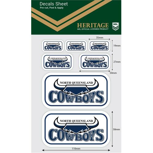 North Queensland Cowboys Official NRL iTag Heritage Decal Sticker Sheet