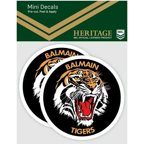 Balmain Tigers ARL NRL iTag UV Car Heritage Logo Mini Decal Sticker (2 Pack)