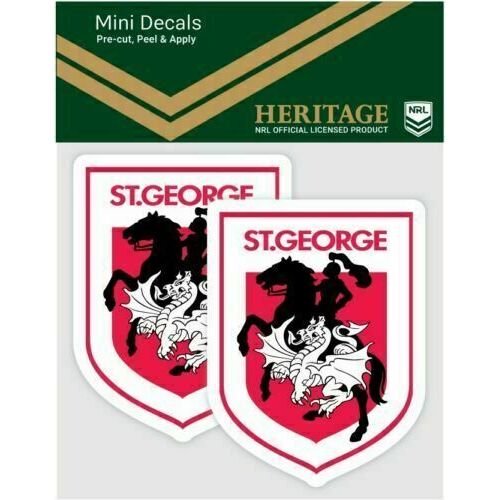 St George Dragons NRL iTag UV Car Heritage Logo Mini Decal Sticker (2 Pack)