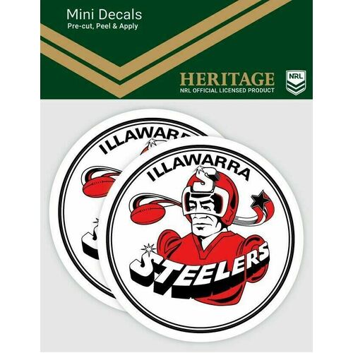 Illawarra Steelers ARL NRL iTag UV Car Heritage Logo Mini Decal Sticker (2 Pack)