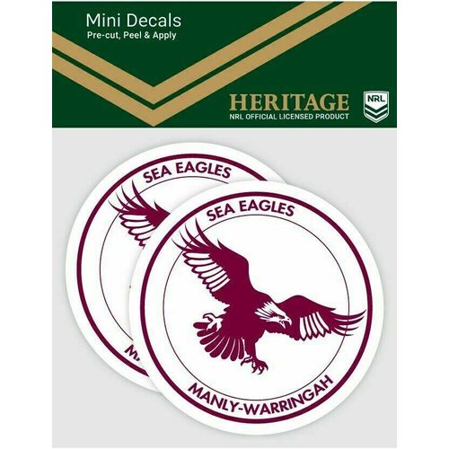 Manly Sea Eagles NRL iTag UV Car Heritage Logo Mini Decal Sticker (2 Pack)