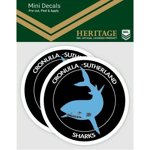 Cronulla Sharks NRL iTag UV Car Heritage Logo Mini Decal Sticker (2 Pack)