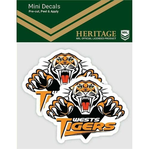 West Tigers NRL iTag UV Car Heritage Logo Mini Decal Sticker (2 Pack)