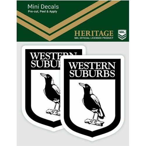 Western Suburbs Magpies ARL NRL iTag UV Heritage Logo Mini Decal Sticker (2 Pack)