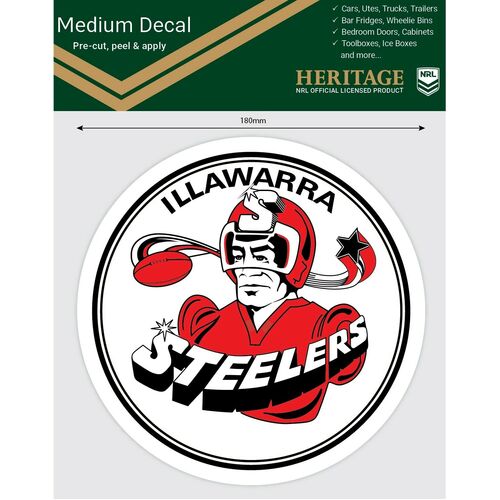 Illawarra Steelers Heritage NRL iTag UV Car Medium Decal Sticker 