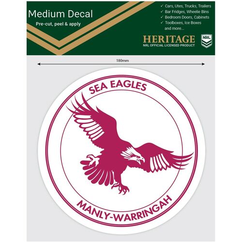 Manly Sea Eagles Heritage NRL iTag UV Car Medium Decal Sticker 