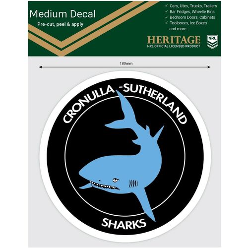 Cronulla Sutherland Sharks Heritage NRL iTag UV Car Medium Decal Sticker 